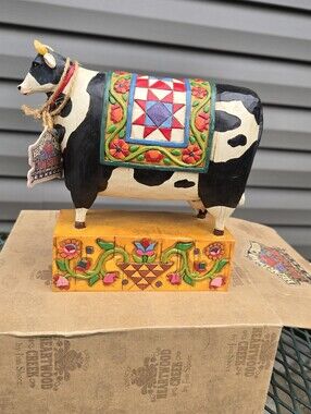 Heartwood Creek Jim Shore Patchwork Cow Figure‎ With Original Box